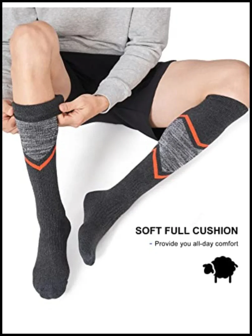 Merino Wool Knee High Thermal Ski Socks 2 Pack Moisture Wicking Winter